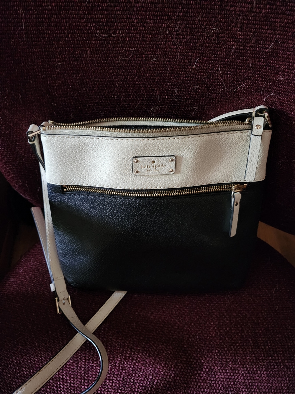 kate spade Black and White Pebbled Leather Crossbody Bag